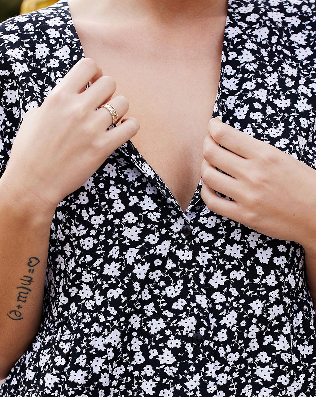 γυναικεία πουκαμίσα εγκυμοσύνης/θηλασμού μαύρη φλοράλ - Prénatal