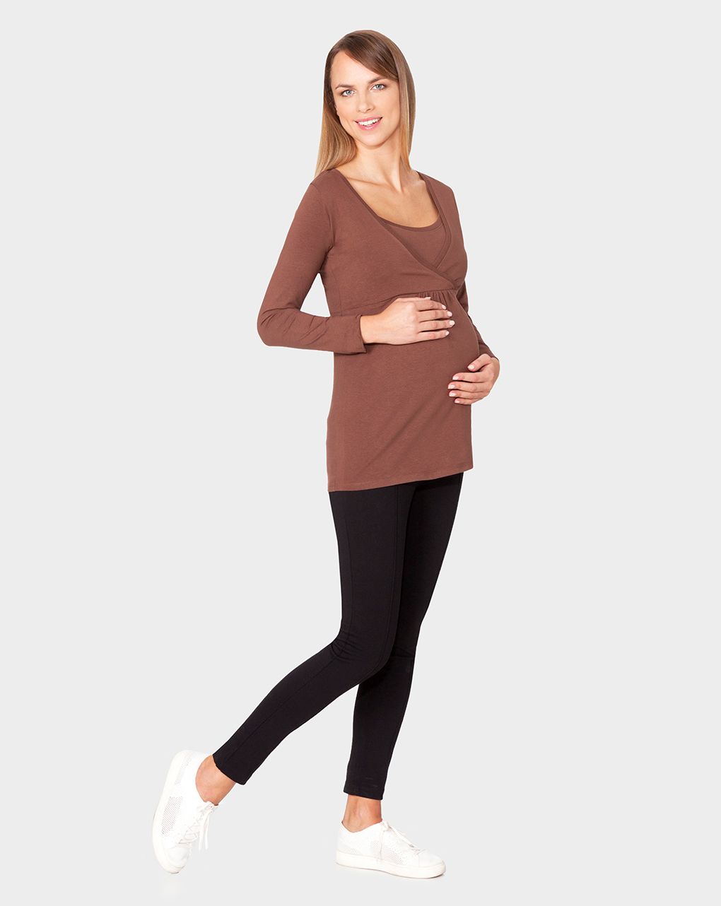 γυναικείο t-shirt θηλασμού καφέ - Prénatal