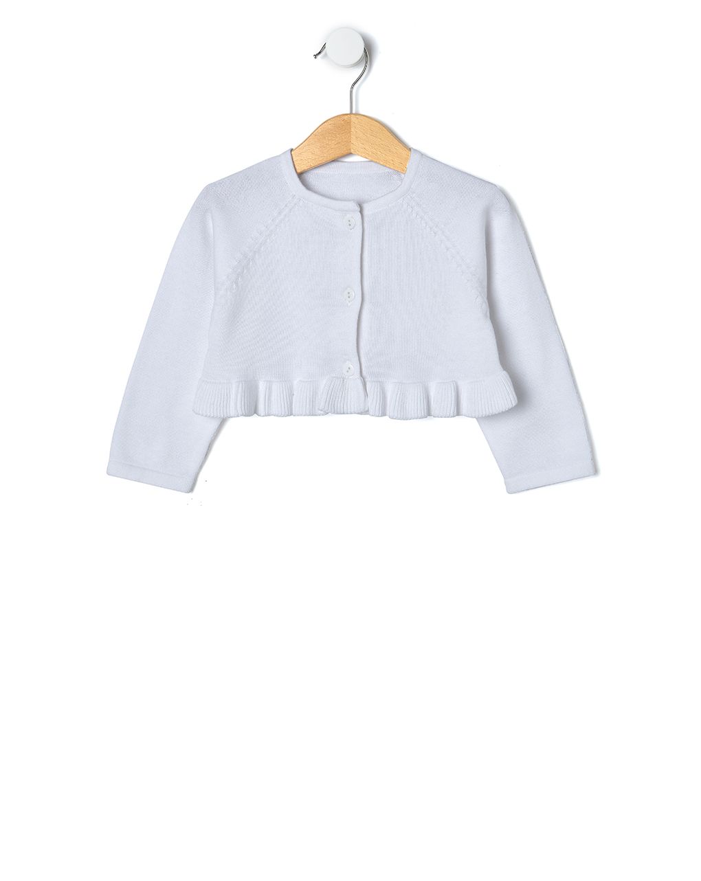 βρεφικό πλεκτό ζακετάκι - μπολερό λευκό για κορίτσι