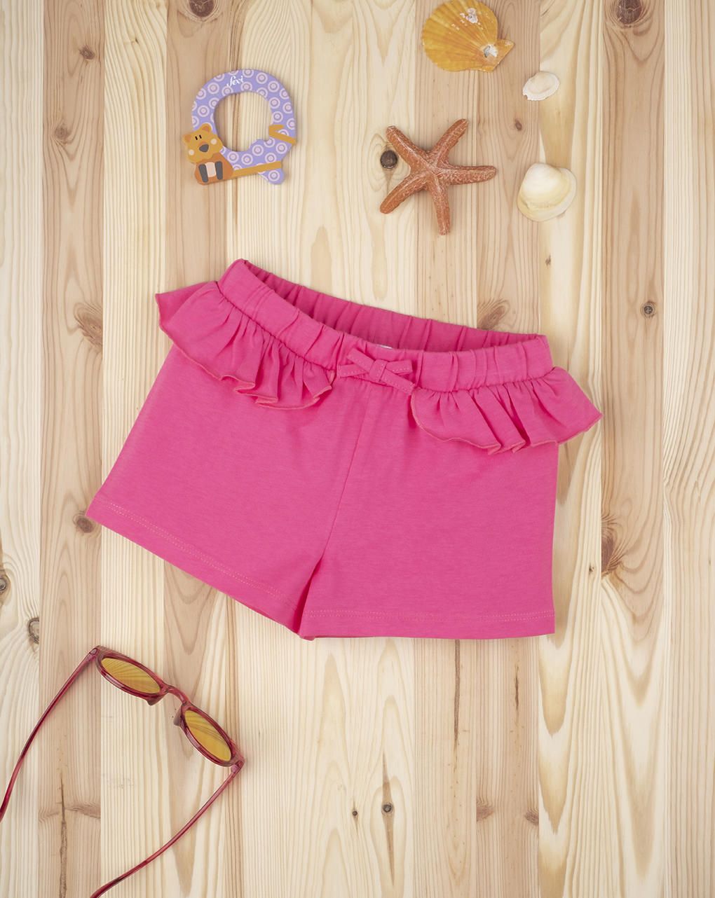 βρεφικό σορτσάκι φούξια με βολάν για κορίτσι - Prénatal