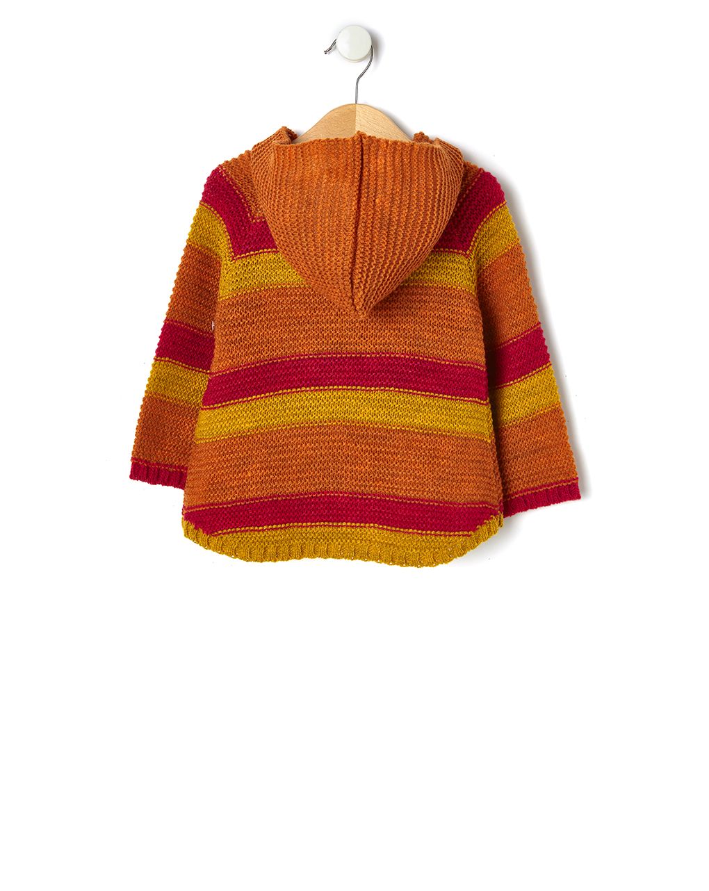 μπλούζα πλεκτή poncho με κουκούλα κόκκινη για κορίτσι - Prénatal