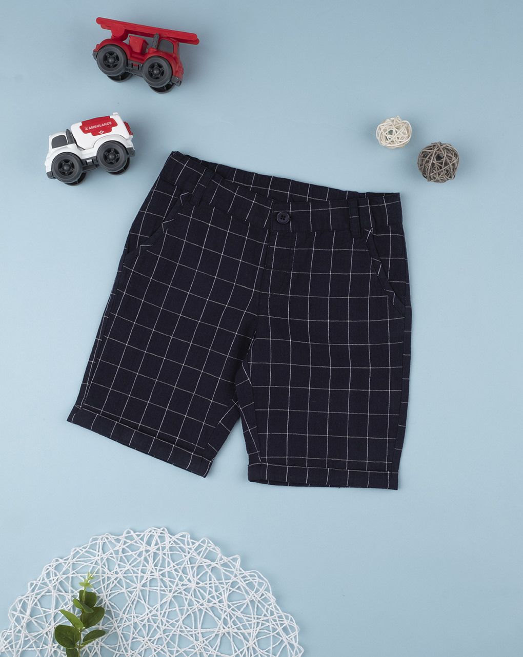 παιδική βερμούδα λινή μπλε για αγόρι - Prénatal