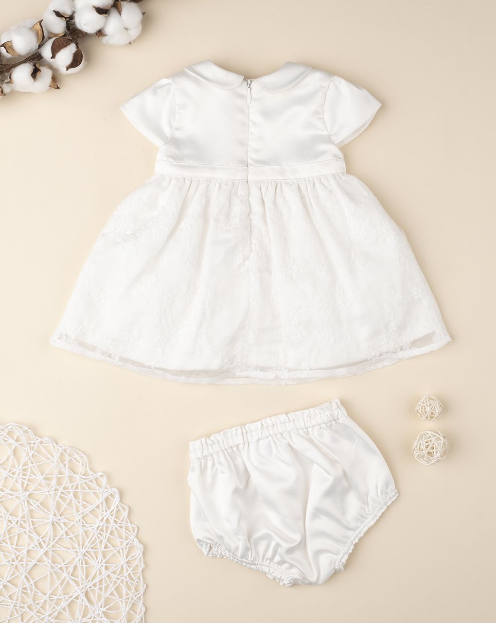 βρεφικό φορεματάκι λευκό με τούλι για κορίτσι - Prénatal