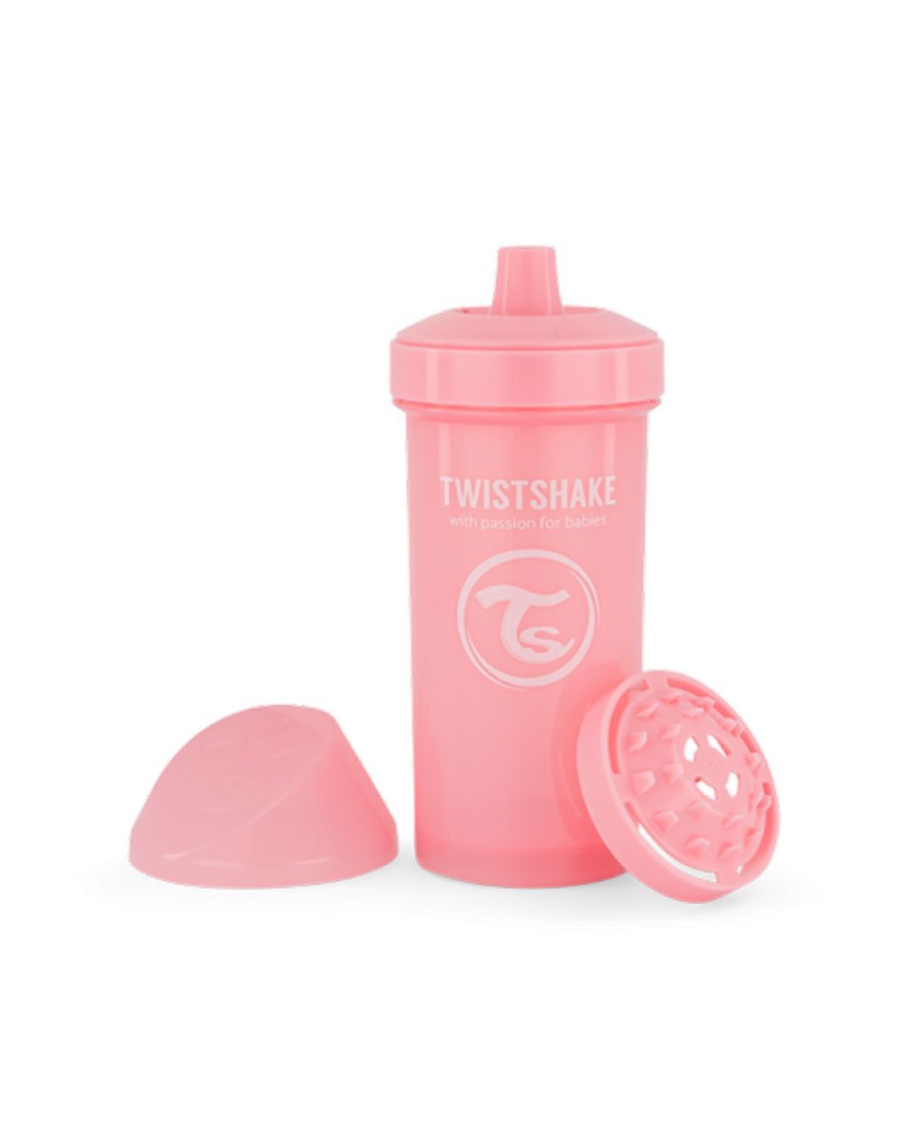 Twistshake παγούρι kid cup 360ml με μίξερ φρούτων 12m+ pastel pink 32-08-78279 - Twistshake