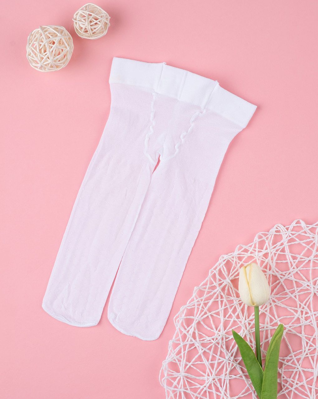 βρεφικό καλσόν λευκό πουά για κορίτσι - Prénatal