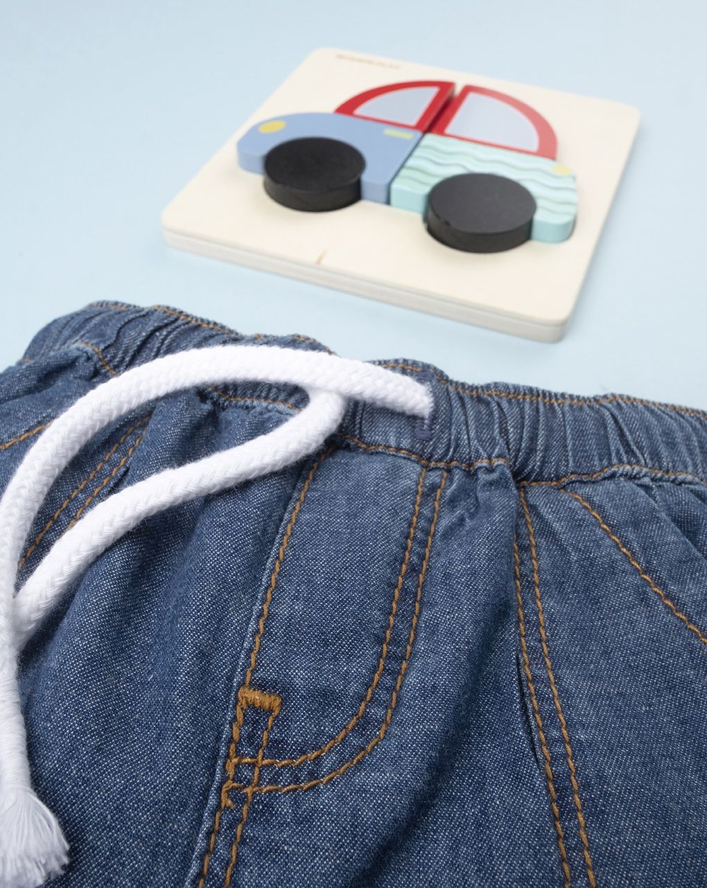 βρεφικό τζιν σορτσάκι μπλε για αγόρι - Prénatal