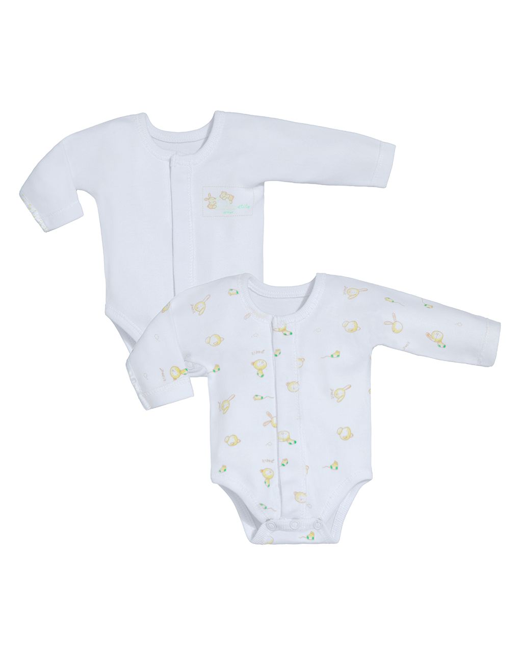 βρεφικά κορμάκια λευκά με ζωάκια πακέτο x2 για πρόωρα μωρά - Prénatal