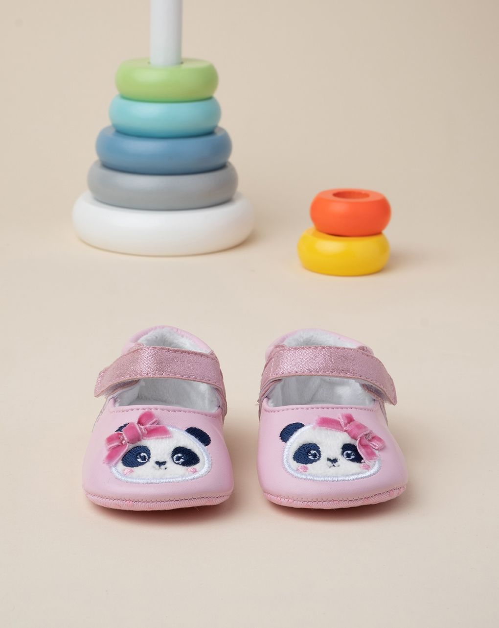 βρεφικά παπουτσάκια αγκαλιάς ροζ με πάντα για κορίτσι - Prénatal