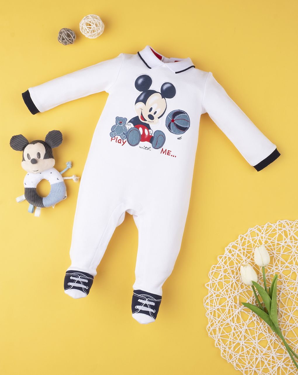 βρεφικό φορμάκι βαμβακερό mickey mouse για αγόρι - Prénatal