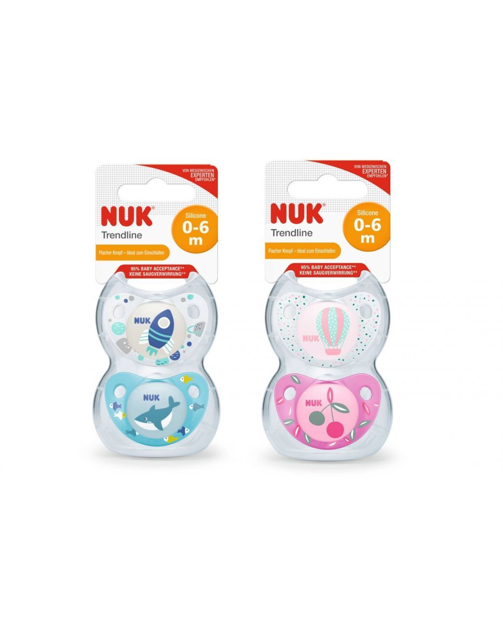 Nuk πιπίλες σιλικόνης trendline 0-6 μηνών 2 τεμ - Nuk