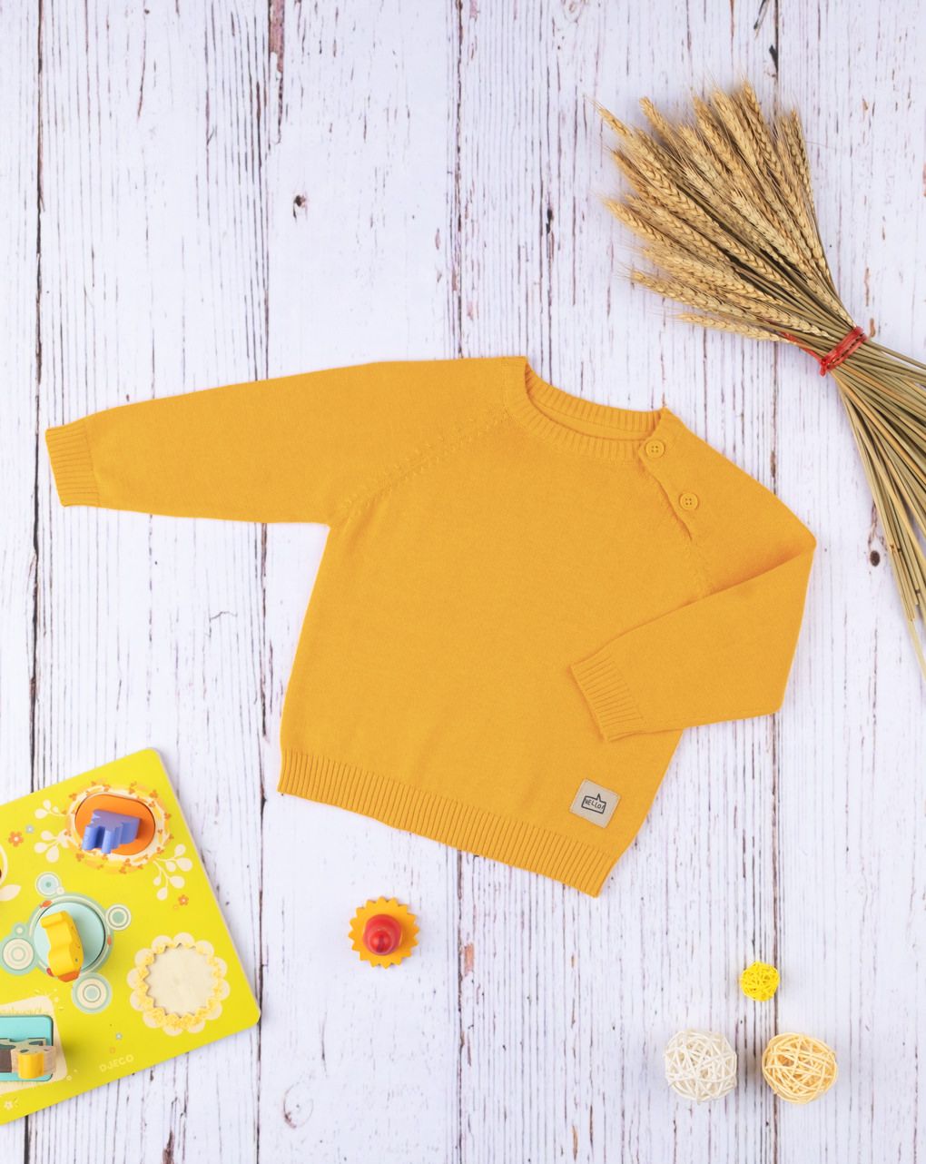 πουλόβερ βαμβακερό πορτοκαλί για αγόρι - Prénatal