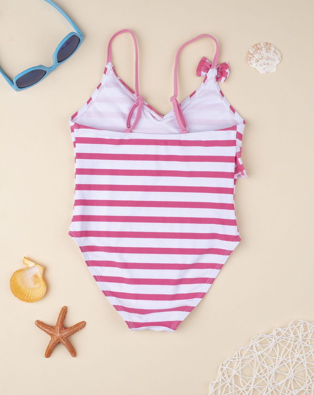 παιδικό ολόσωμο μαγιό ριγέ ροζ/λευκό για κορίτσι - Prénatal