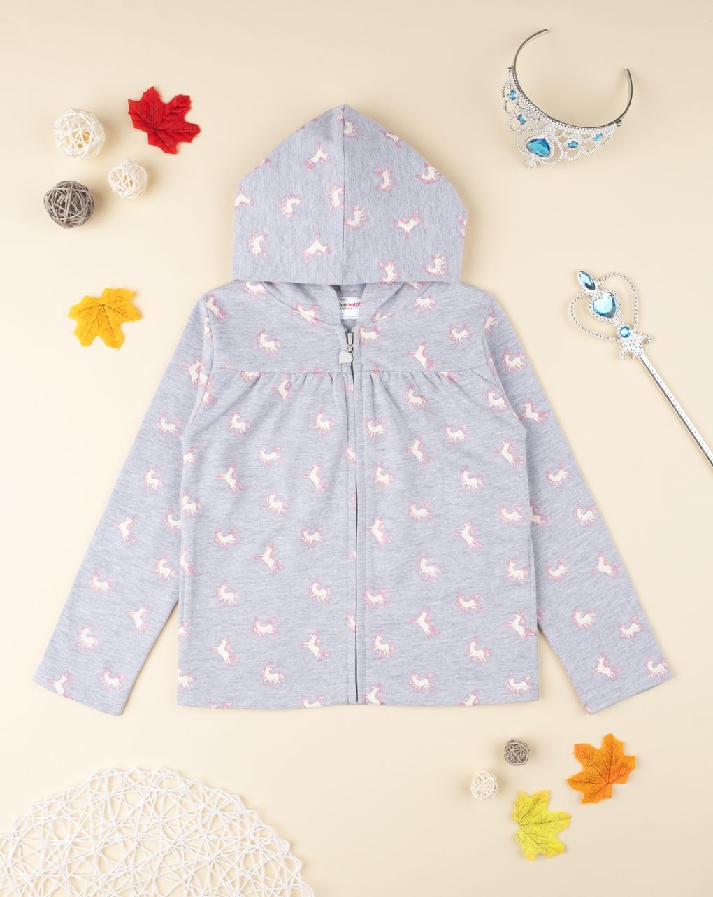 ζακέτα φόρμας γκρι με μονόκερους για κορίτσι - Prénatal