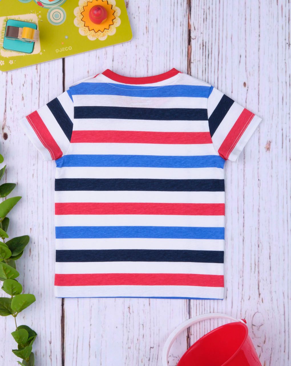 T-shirt βαμβακερό ριγέ κόκκινο - μπλε για αγόρι - Prénatal