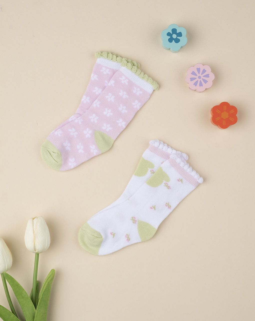 βρεφικές κάλτσες πακέτο x2 τμχ παστέλ για κορίτσι - Prénatal