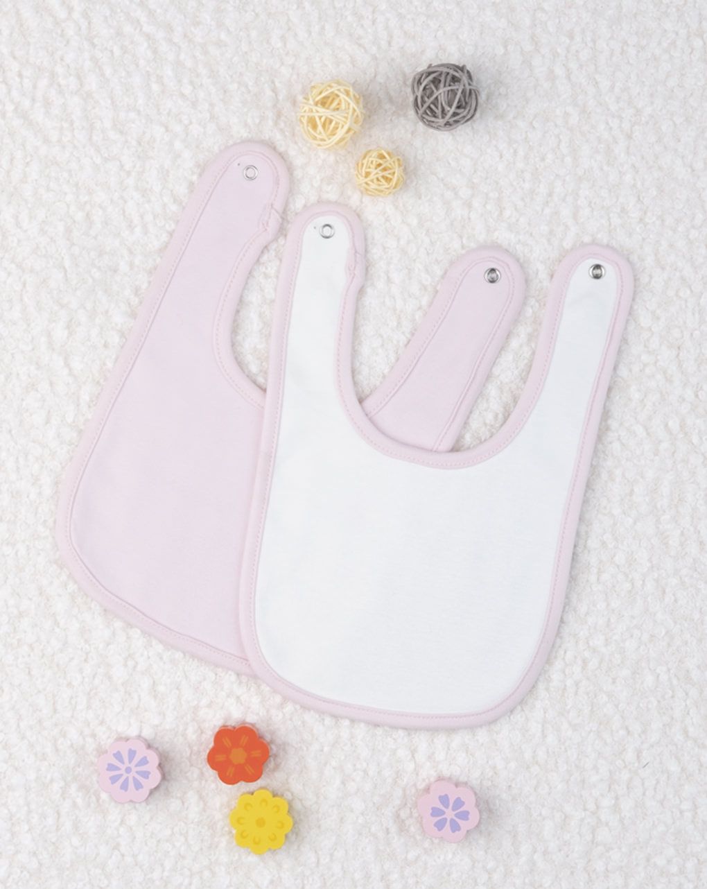 σαλιάρες βαμβακερές πακέτο x2 τεμ. ροζ για κορίτσι - Prénatal