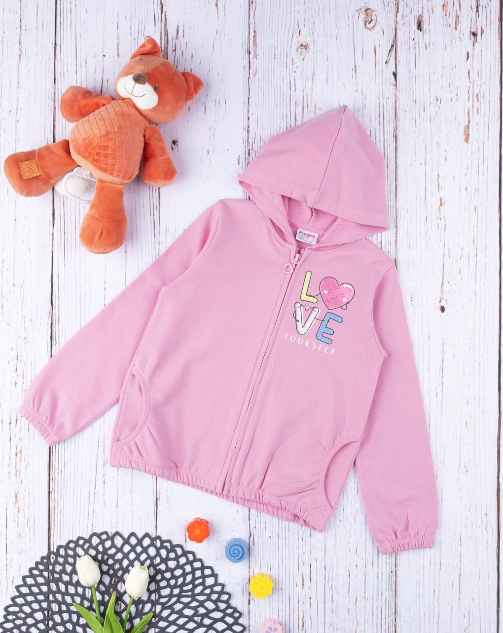 παιδική ζακέτα φούτερ ροζ για κορίτσι - Prénatal