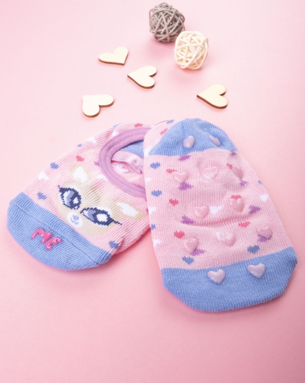 βρεφικά καλτσάκια αντιολισθητικά με καρδούλες για κορίτσι - Prénatal