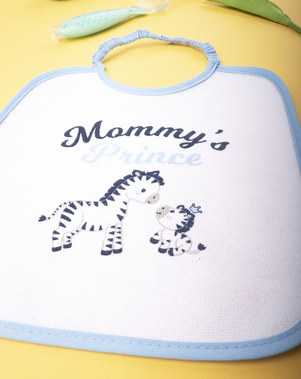 βρεφική σαλιάρα βαμβακερή πετσετέ με ζέβρες για αγόρι one size - Prénatal