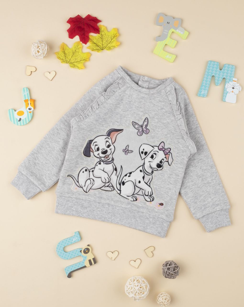 φούτερ με στάμπα "101 σκυλιά δαλματίας" γκρι για κορίτσι