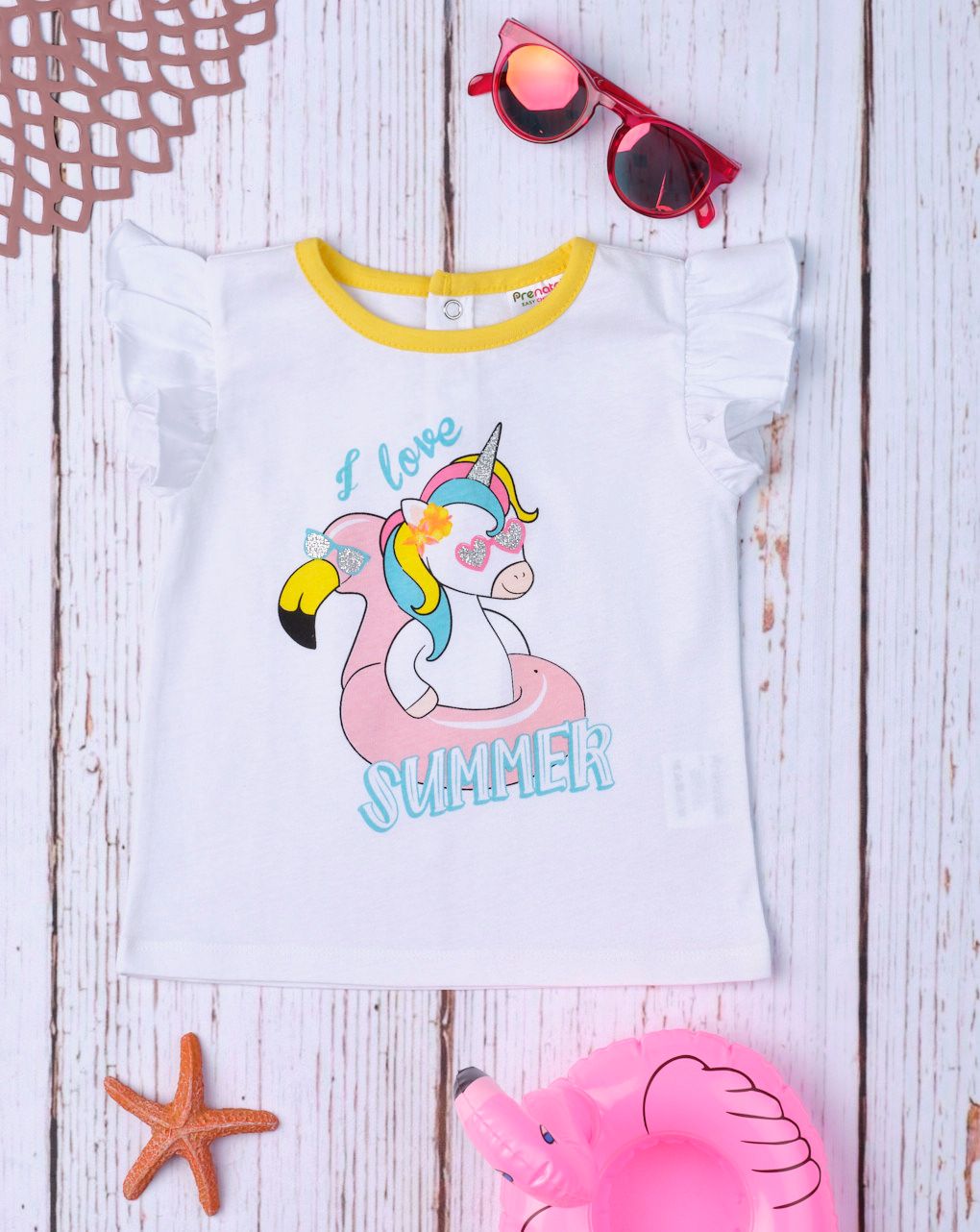 σετ t-shirt και σορτσάκι κίτρινο με μονόκερο για κορίτσι - Prénatal