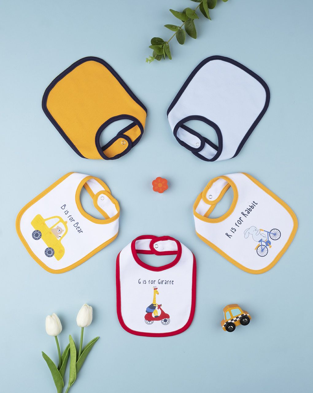 βρεφικές σαλιάρες με οχήματα πακέτο x5 τμχ για αγόρι