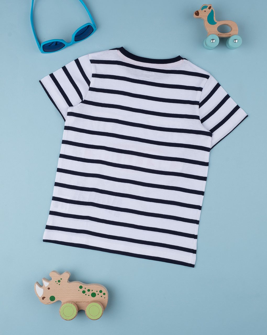 παιδικό t-shirt ριγέ με καρχαρία για αγόρι - Prénatal