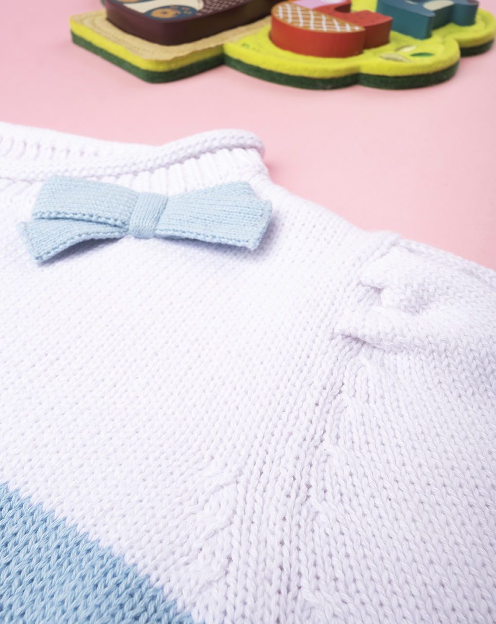 παιδικό πουλόβερ ριγέ γαλάζιο για κορίτσι - Prénatal