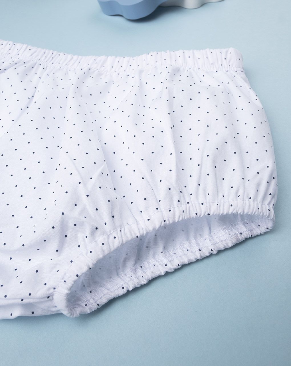 βρεφικό φόρεμα βαμβακερό κοντομάνικο μπλε πουά για κορίτσι - Prénatal