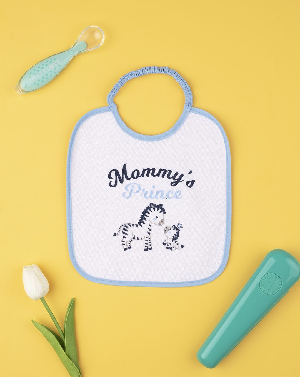 βρεφική σαλιάρα βαμβακερή πετσετέ με ζέβρες για αγόρι one size - Prénatal