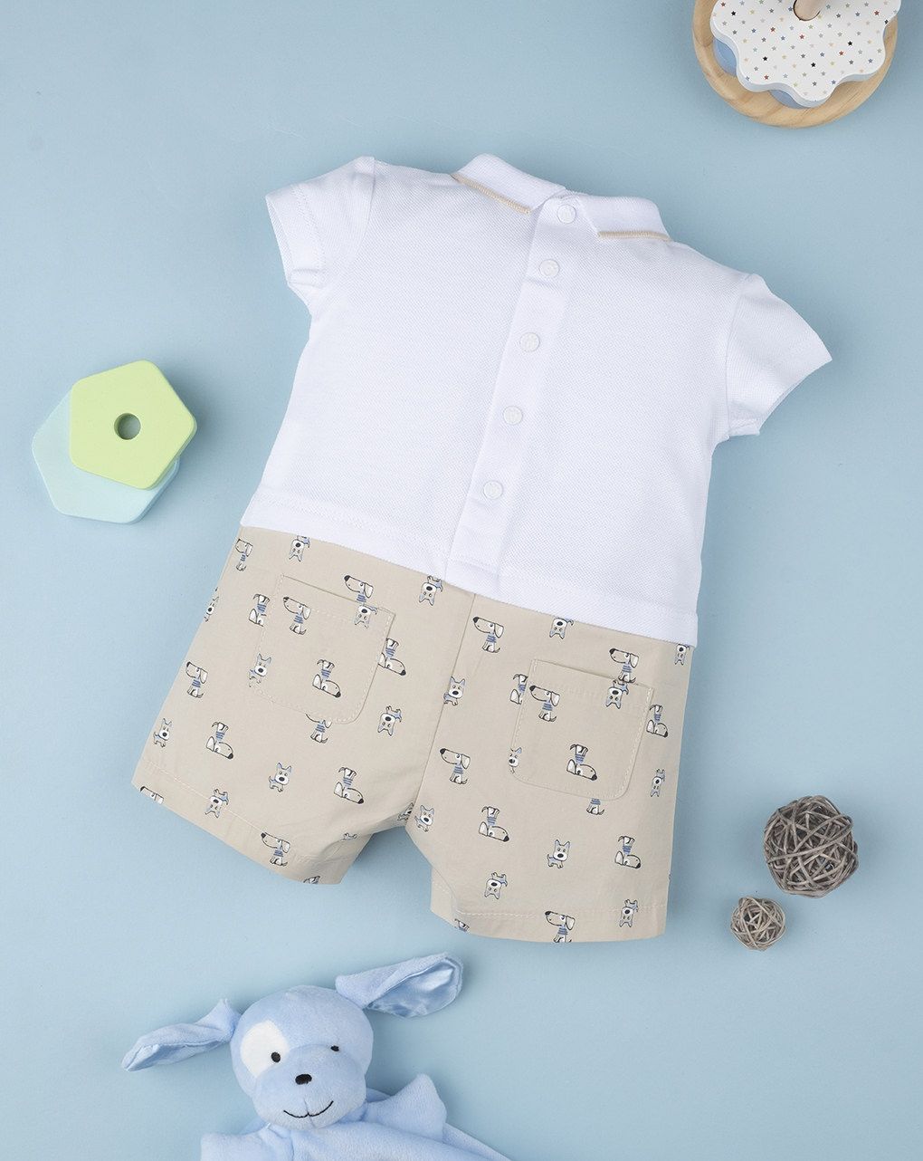 βρεφικό φορμάκι κοντό με σκυλάκια για αγόρι - Prénatal