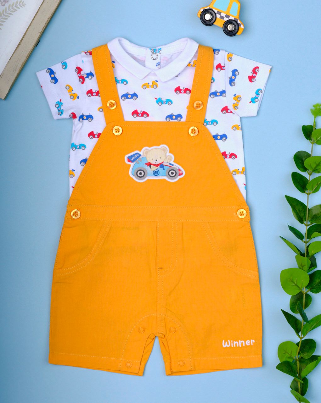 σετ σαλοπέτα κοντή από ποπλίνα και t-shirt winner για αγόρι