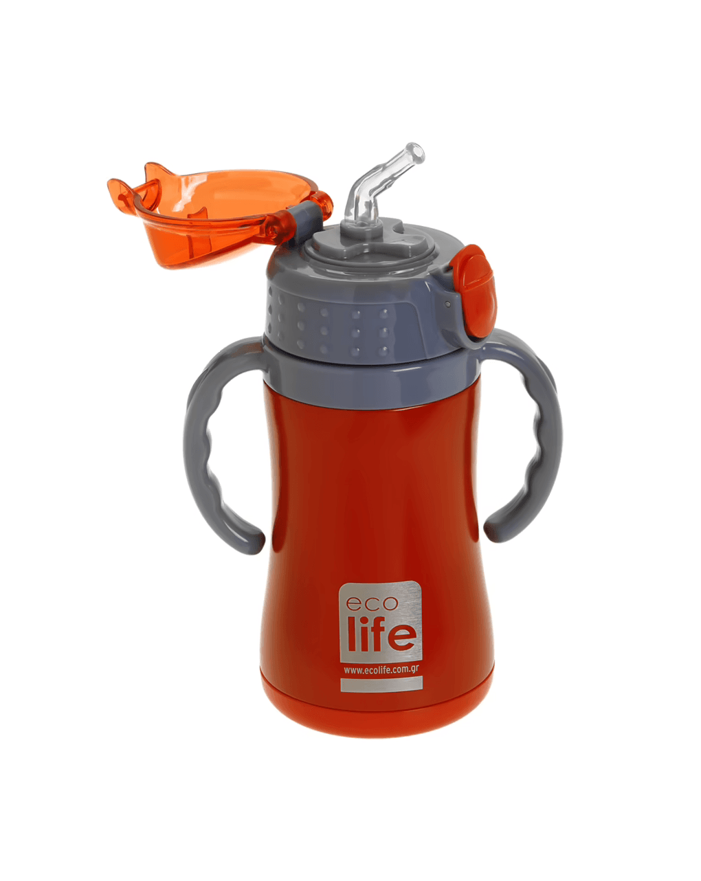 Ecolife ανοξείδωτο παγούρι με καλαμάκι kids thermos 300ml red 33-bo-2999 - Ecolife