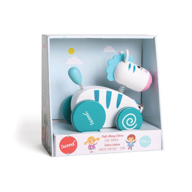 Iwood pull along-zebra w13023