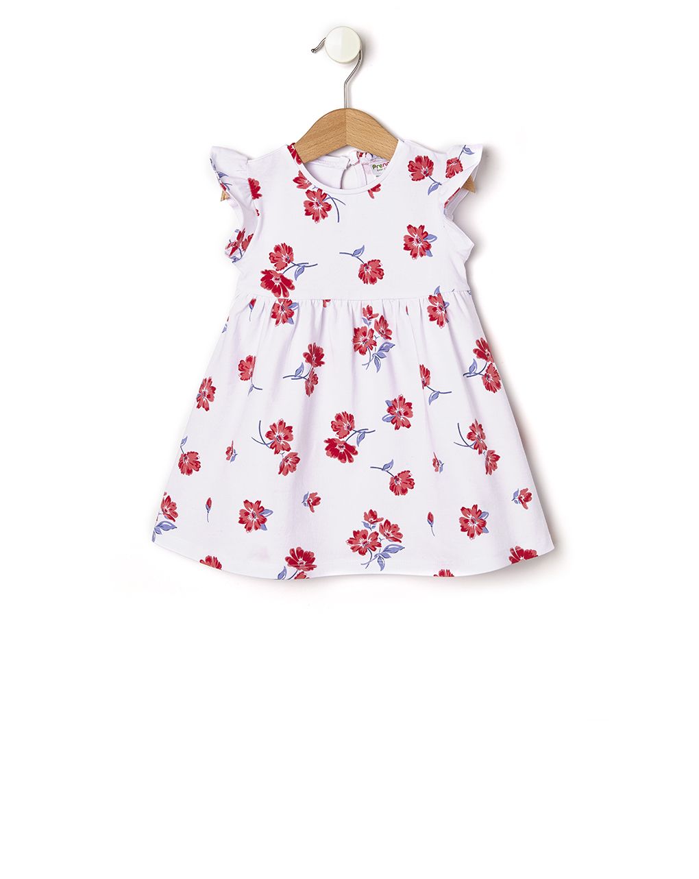 φόρεμα κοντομάνικο λευκό με λουλούδια για κορίτσι - Prénatal