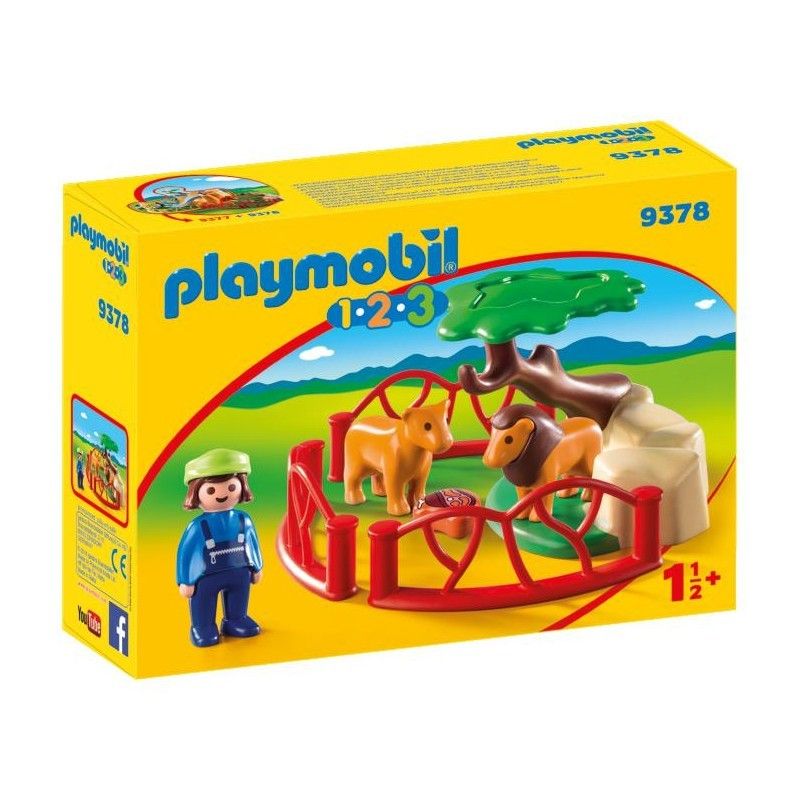 Playmobil 1.2.3 λιοντάρια ζωολογικού κήπου με περίφραξη 9378 - Playmobil, Playmobil 1.2.3