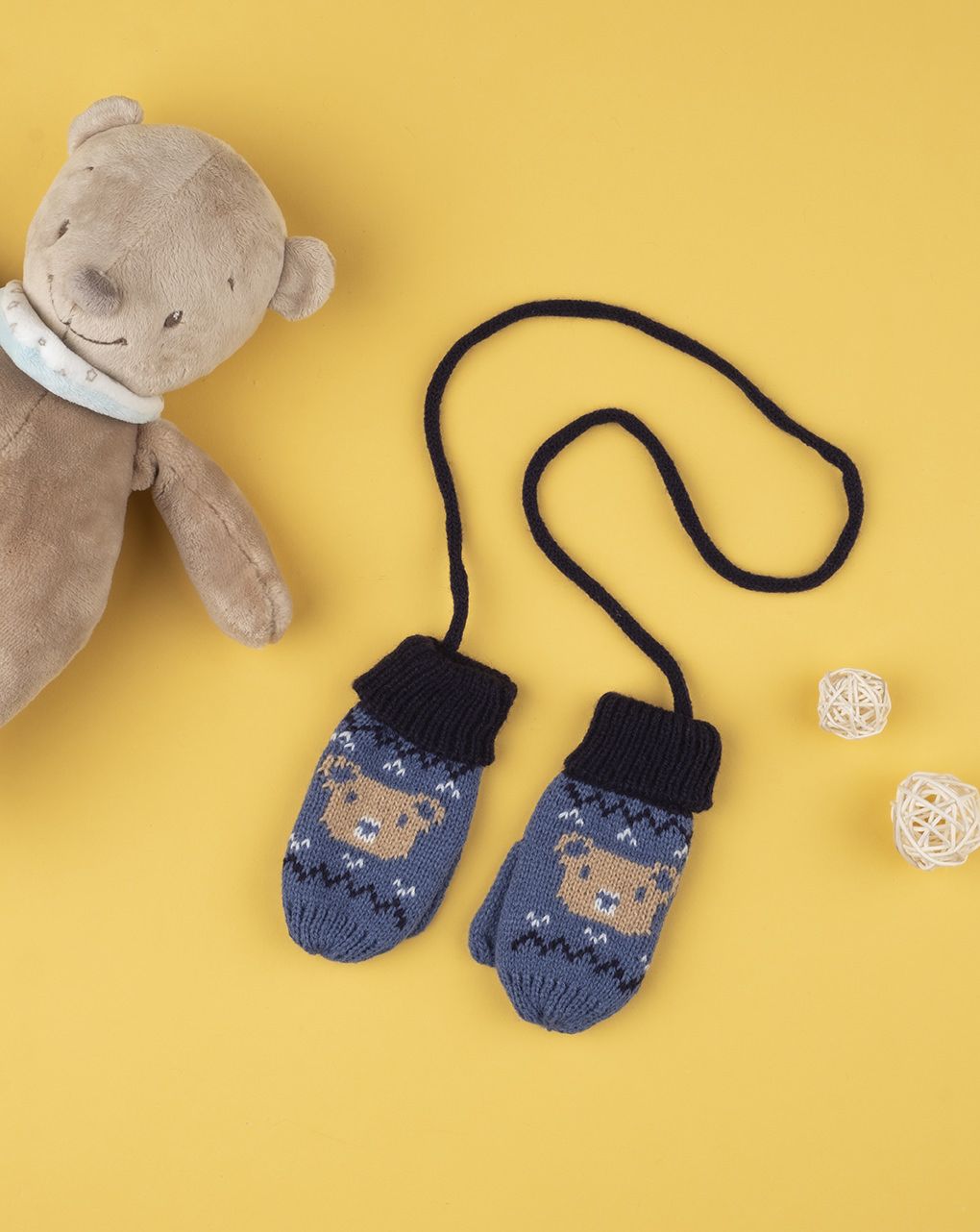 βρεφικά γαντάκια μπλε με αρκουδάκια για αγόρι - Prénatal