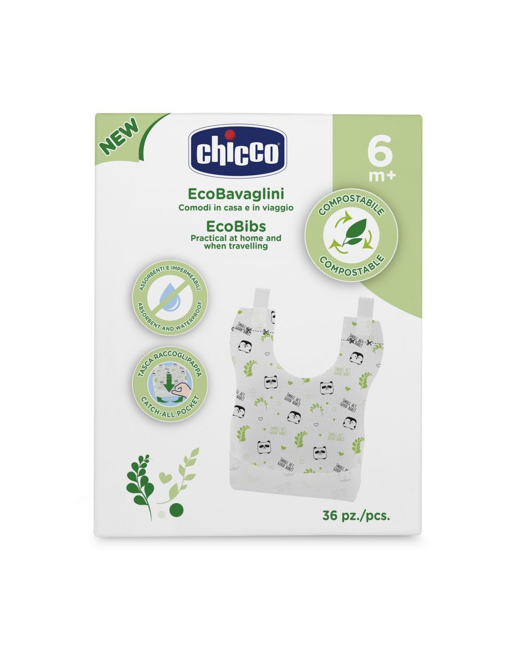 Chicco σαλιάρα μιας χρήσης 36τμχ βιοδιασπώμενη f3-10399-00 - Chicco