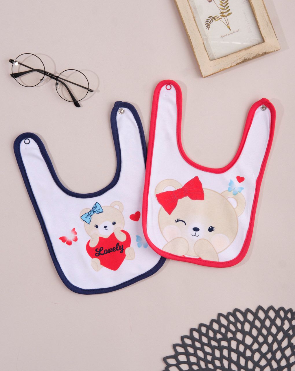 σαλιάρα interlock συσκ χ2 με αρκουδάκια για κορίτσι - Prénatal