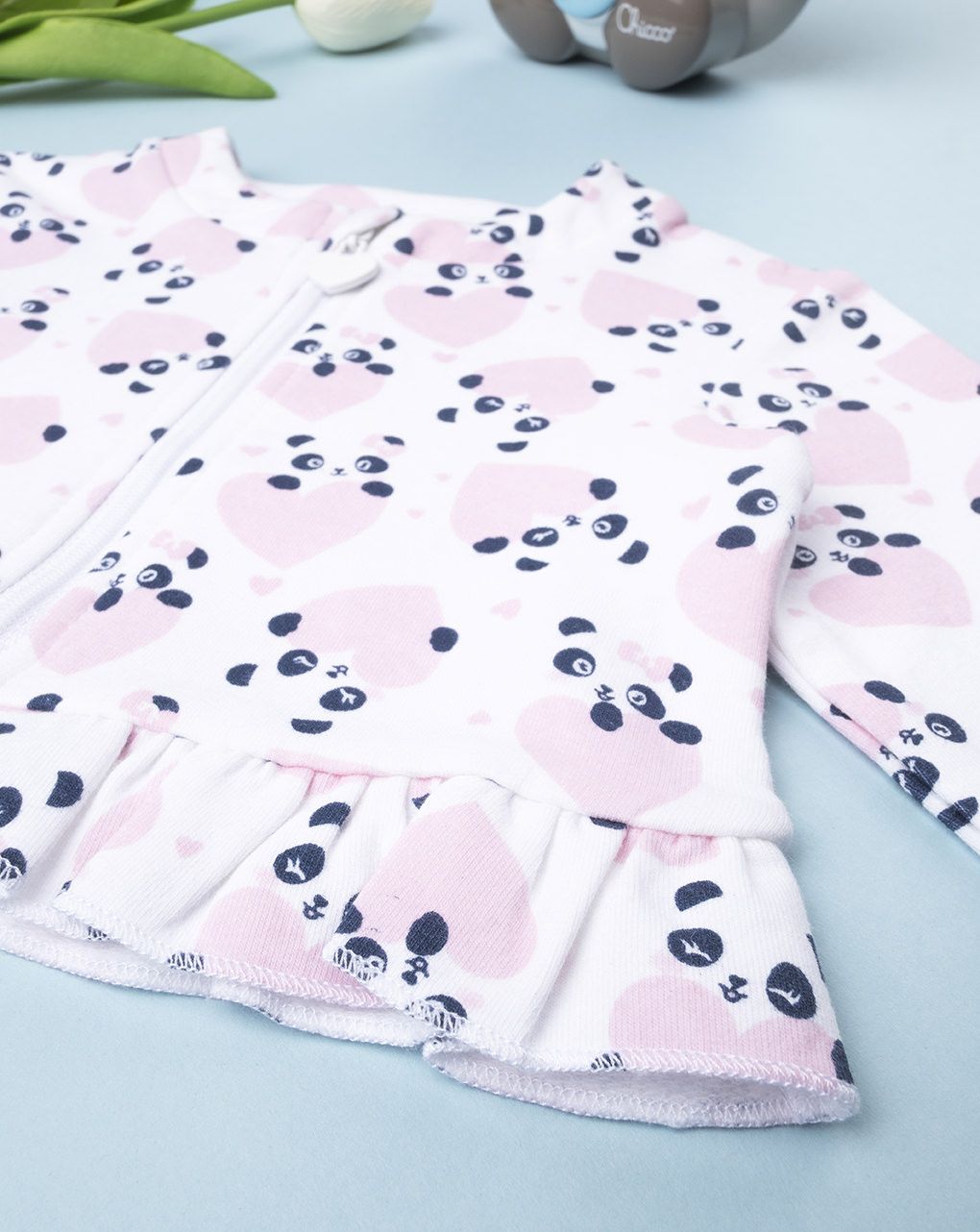 βρεφική ζακέτα άσπρη με στάμπες πάντα για κορίτσι - Prénatal