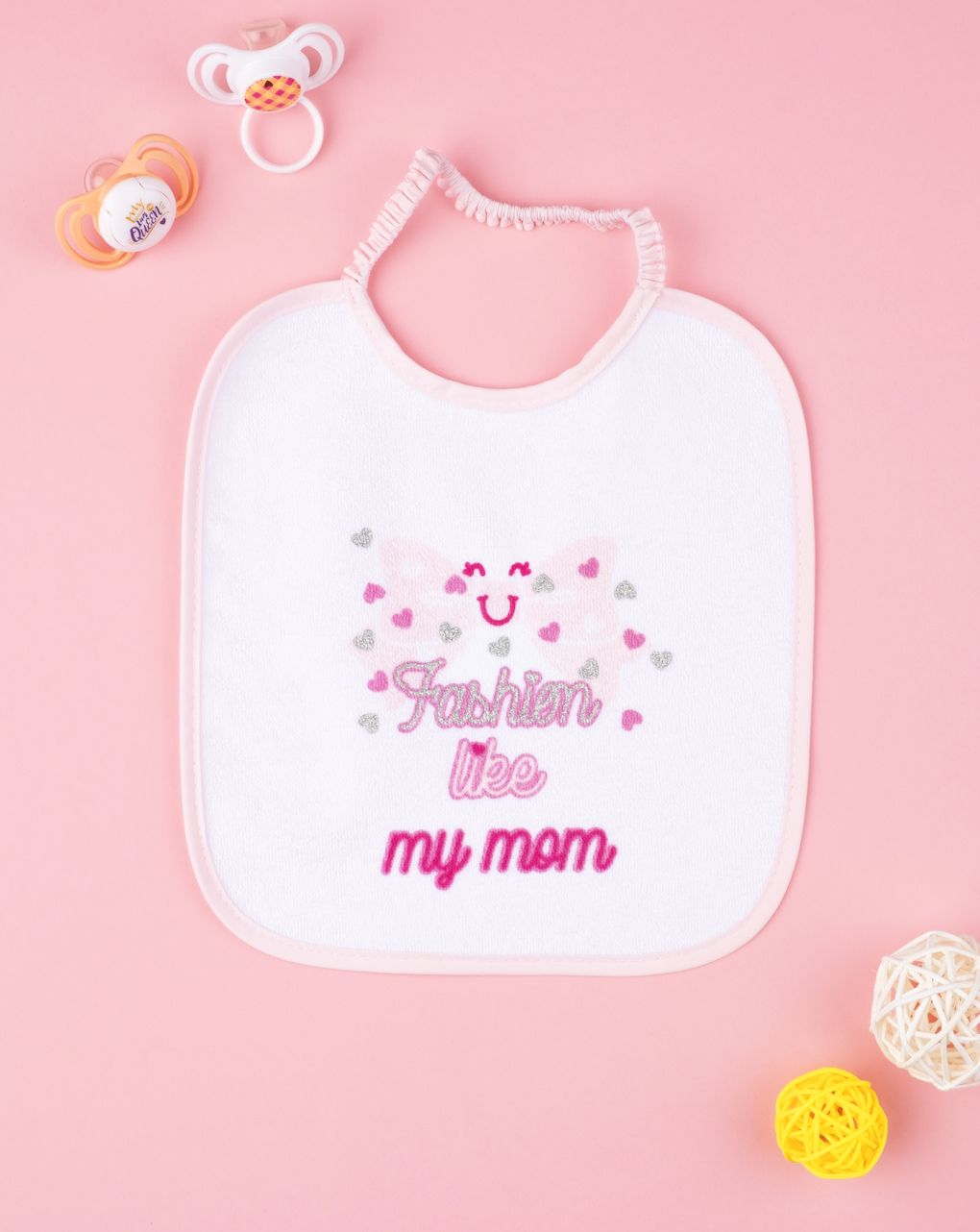 σαλιάρα ροζ μεγάλη με στάμπα για κορίτσι - Prénatal