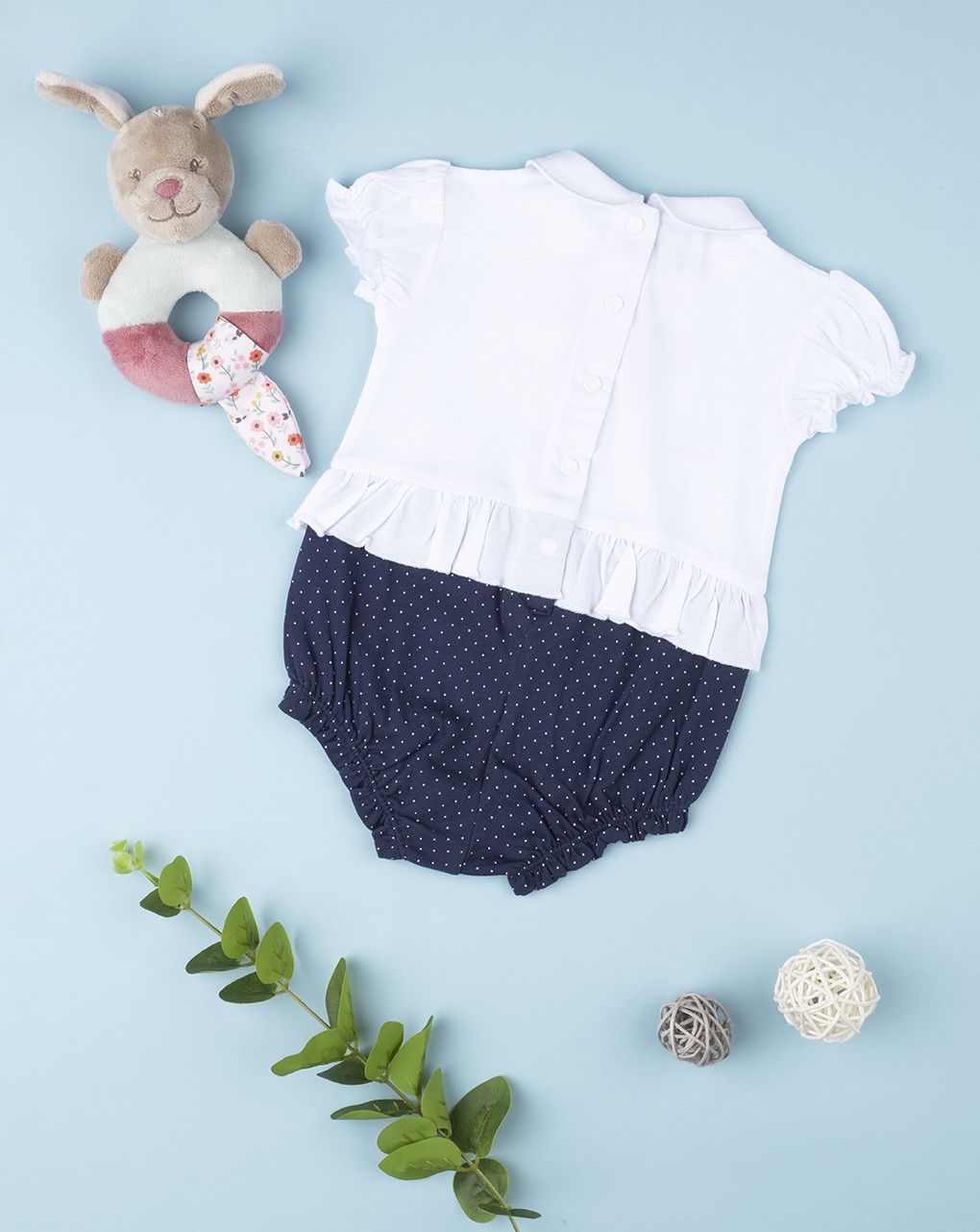 βρεφικό φορμάκι κοντομάνικο βαμβακερό με τη minnie για κορίτσι - Prénatal