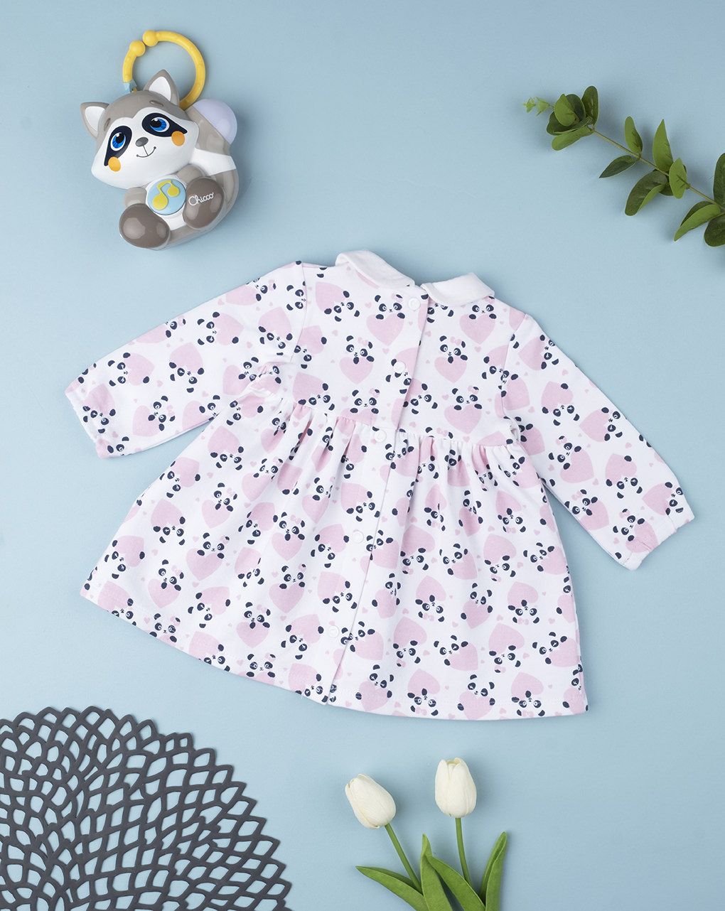 βρεφικό φορεματάκι με στάμπα πάντα με καρδούλες για κορίτσι - Prénatal