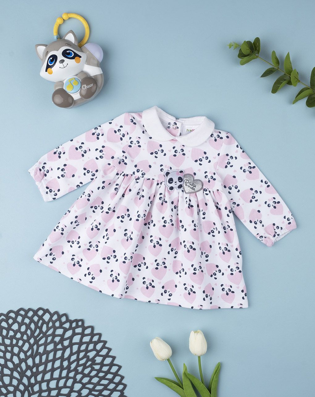 βρεφικό φορεματάκι με στάμπα πάντα με καρδούλες για κορίτσι - Prénatal