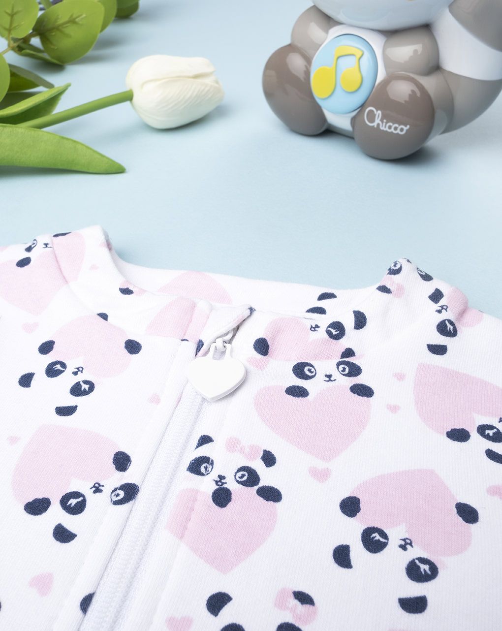 βρεφική ζακέτα άσπρη με στάμπες πάντα για κορίτσι - Prénatal