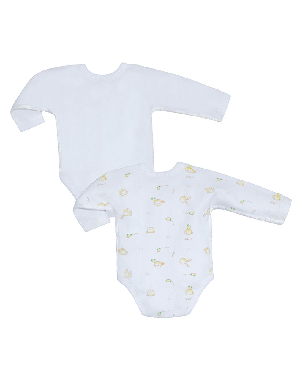 βρεφικά κορμάκια λευκά με ζωάκια πακέτο x2 για πρόωρα μωρά - Prénatal