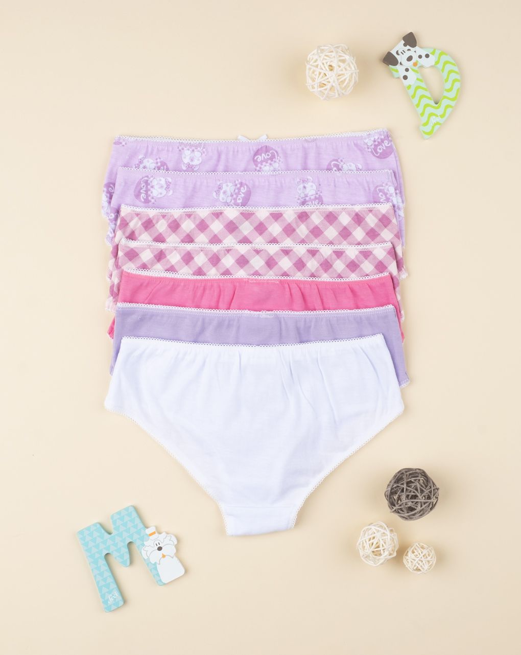 παιδικά σλιπ βαμβακερά πακέτο x7 τμχ με αρκουδάκια για κορίτσι - Prénatal