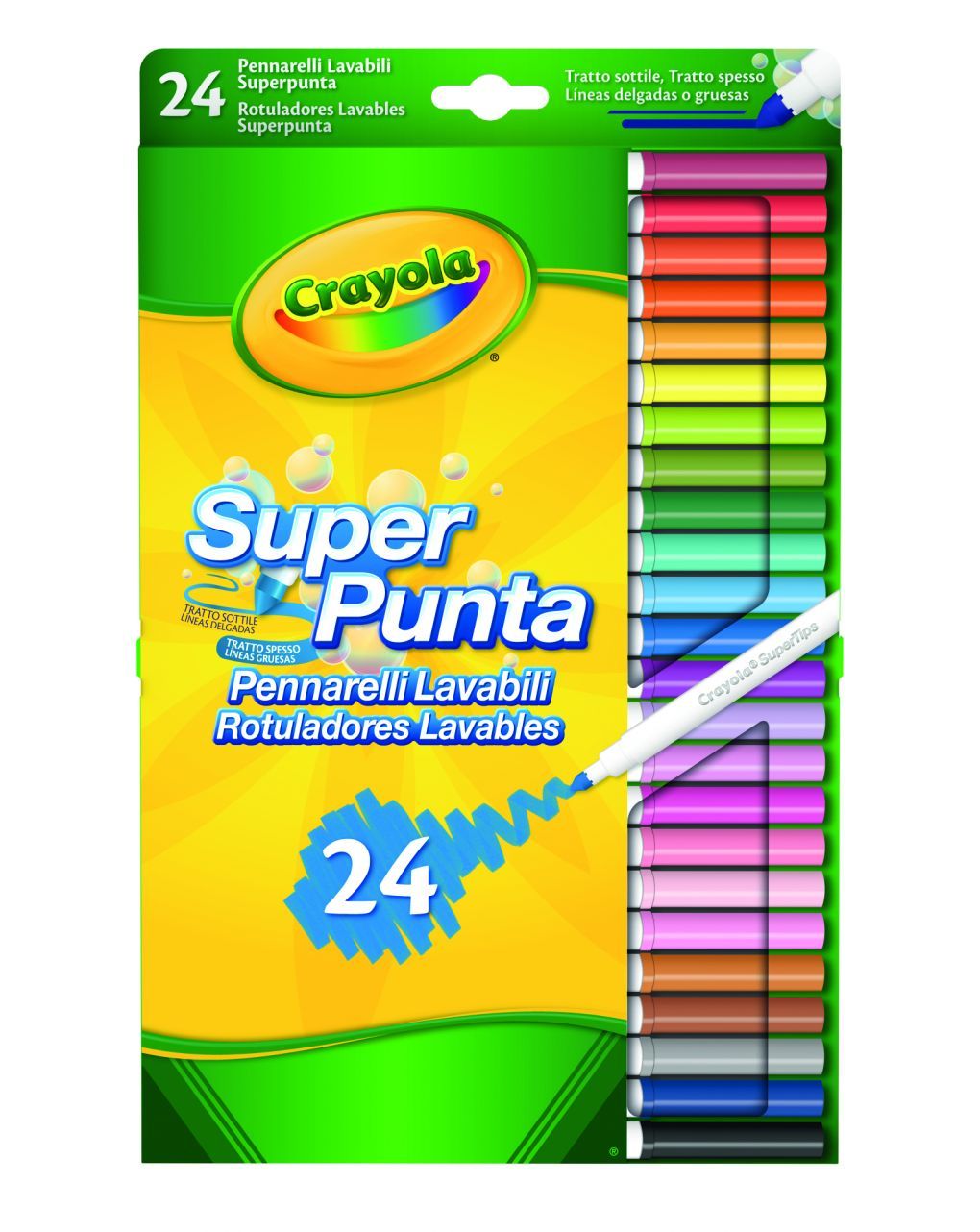 Crayola - 24 μαρκαδόροι fibra superpunta πλενόμενοι
