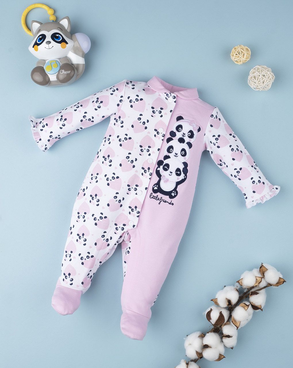 βρεφικό φορμάκι ροζ με πάντα για κορίτσι - Prénatal