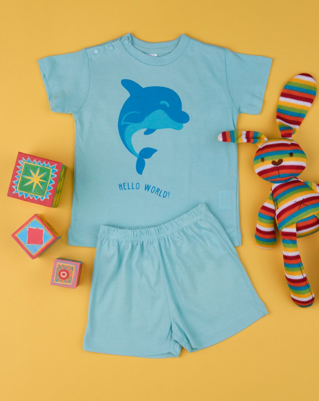 πιτζάμες jersey πακέτο χ2 σετ μπλε με δελφινάκια για αγόρι - Prénatal